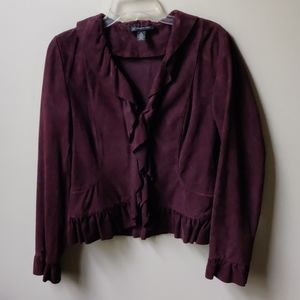 International Concepts Ruffle Front Suede Jacket M